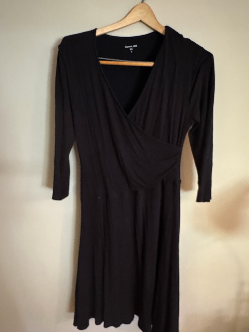 Garnet Hill Black Long-Sleeve Wrap Dress